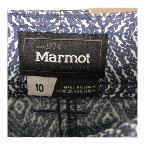 4/$45 MARMOT Navy Blue and White Patterned Flat Front Shorts size Medium - Picture 4 of 6